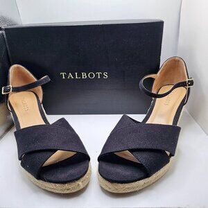 Women's Talbots Lyndsay‎ Criss Cross Espadrille Wedges Black Size 10M